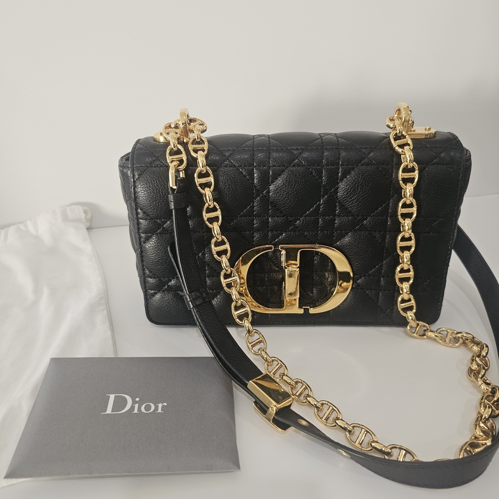 Dior Quilted Black Crossbody with Gold Accents